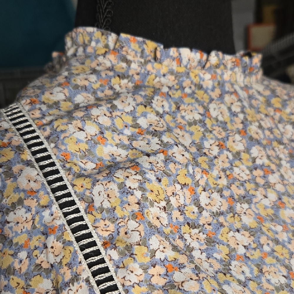 Sienna Sky Floral Long Sleeve Blouse - Cream and Blue - Picture 4 of 10